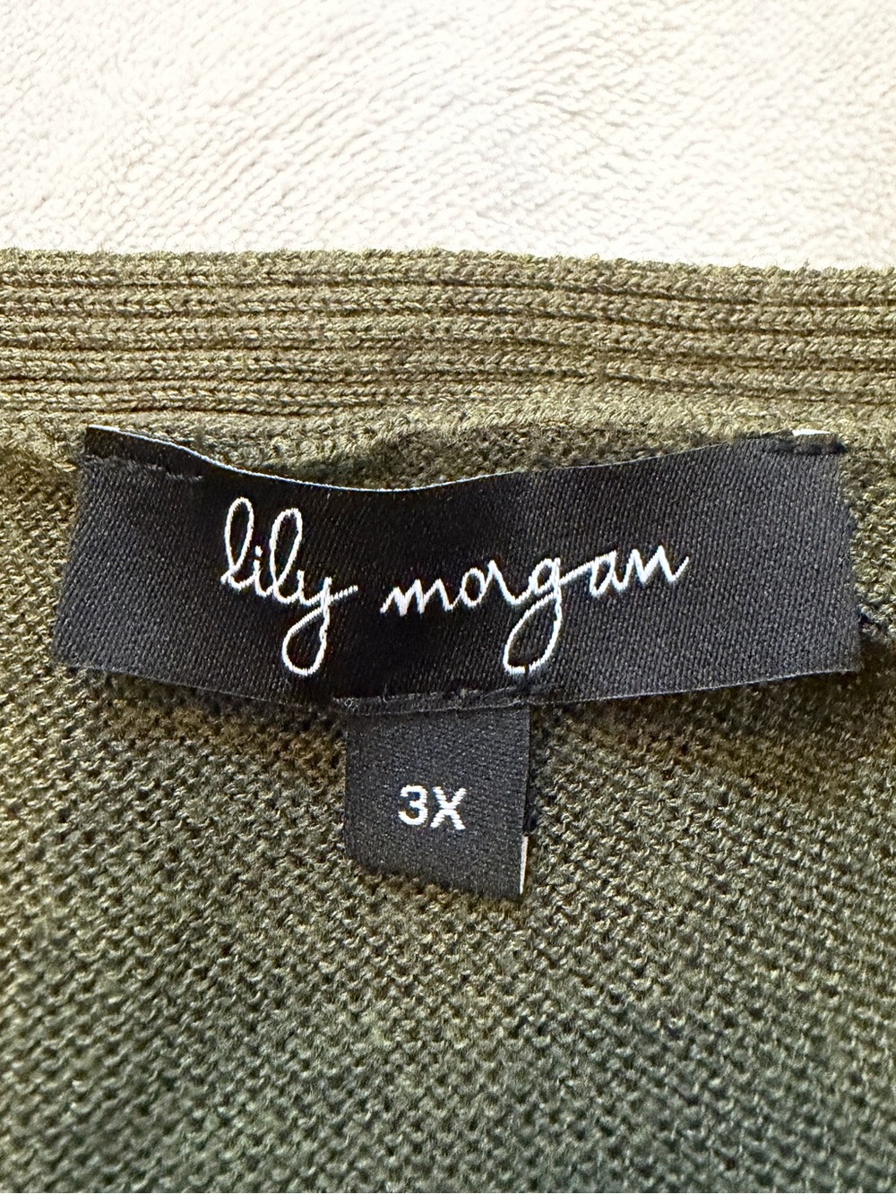 Lily Morgan Olive Green Lightweight Long-Sleeve Woman Lady Plus Size 3X Sweater